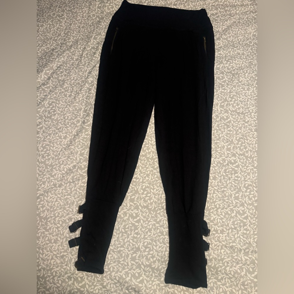 Black Free People Movement knit joggers with Buckles